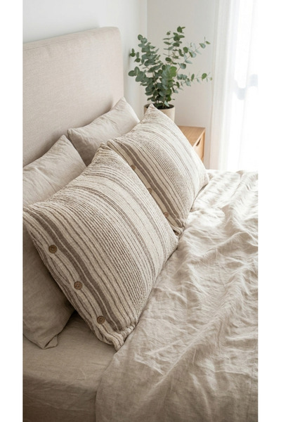 kesenegore 4 στρώσεις μουσελίνα φυσική 100% βαμβάκι 2 μαξιλαροθήκες 50x70cm μπεζ