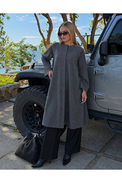 hacker Women's Winter Basic Loose Long Smoked Cashmere Coat Poncho
