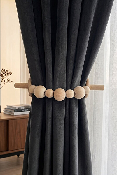 Kuzeylina Σετ 2 τεμαχίων - Διακοσμητική ξύλινη κρεμάστρα κουρτινών μποέμ με δ...