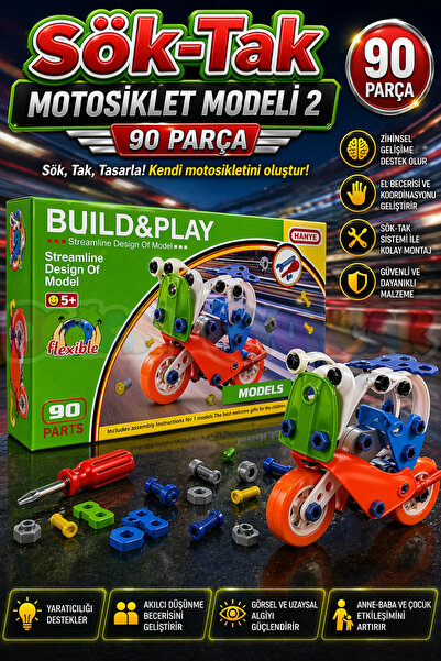 Doğan Oyuncak Dünyası Hanye Sök-Tak Motorcycle Model 2 - Toy Söktak Motorcycl...