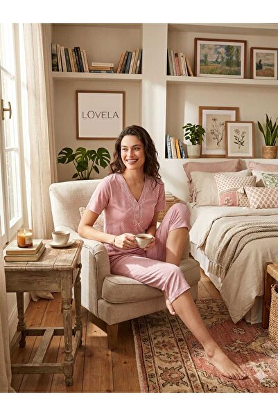 Lovella ΣΕΤ ΠΙΤΖΑΜΑΣ ΚΑΠΡΙ ΜΕ ΚΟΝΤΟ ΜΑΝΙΚΙ ΚΑΙ ΚΟΥΜΠΙΑ ΜΠΡΟΣΤΑ 15090