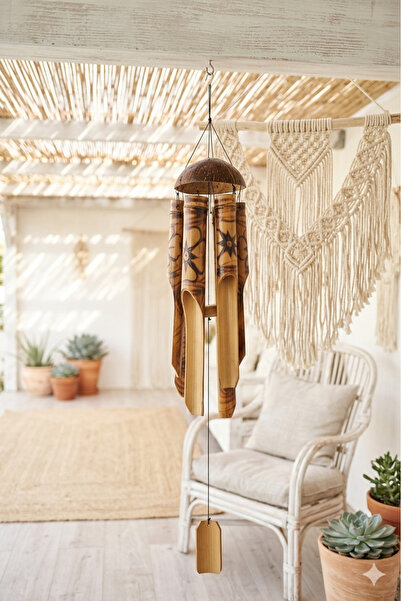 dase home Feng Shui Coconat Bambu Rüzgar Çanı Küçük Boy