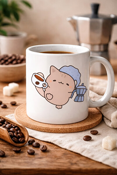 northcity n Porcelain Mug with Cute Coffee Cat Design - Special Funny Cat Pri...