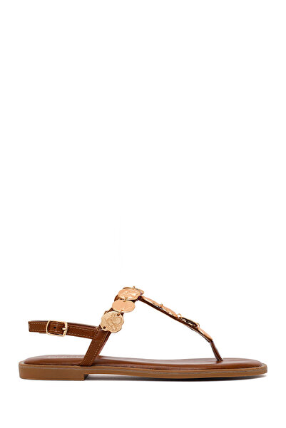 Derimod Women's Brown Stone Flip-Flop Sandals 26Sfe499114
