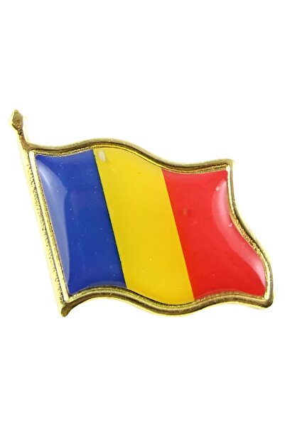 OEM Tricolor Romania Flag Badge, Safety Pin Brooch Model, 20x20 mm