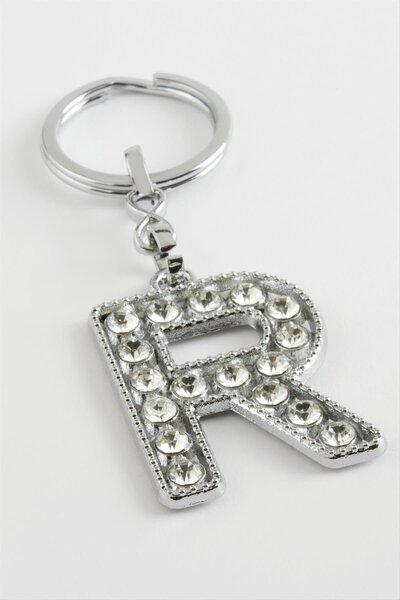 ZERO LAND Gldisptm Silver Color Stone (91404) Letter Keychain-R
