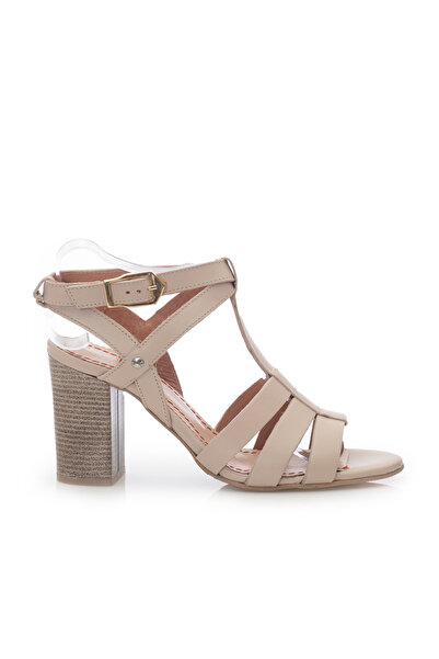 UrbanShoes Sandale cu toc damă din piele naturală, Leofex - 035 Taupe Box