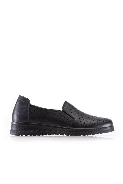 UrbanShoes Pantofi casual damă din piele naturală - 2001 Negru Box Perforat