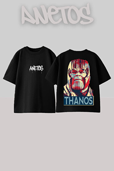 Anetos Μπλουζάκι Thanos Hope Design με στάμπα στην πλάτη, βαμβακερό, μαύρο, o...
