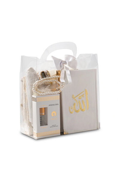 Hayrat Neşriyat Prayer Rug + Scarf + Skullcap + Zikirmatik + Prayer Beads + F...