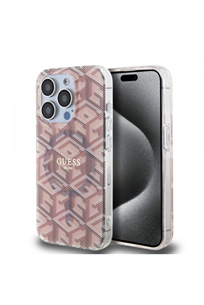 Stef's Cat Θήκη MagSafe για Apple iPhone 15 Pro, Guess, IML Gcube, Ροζ