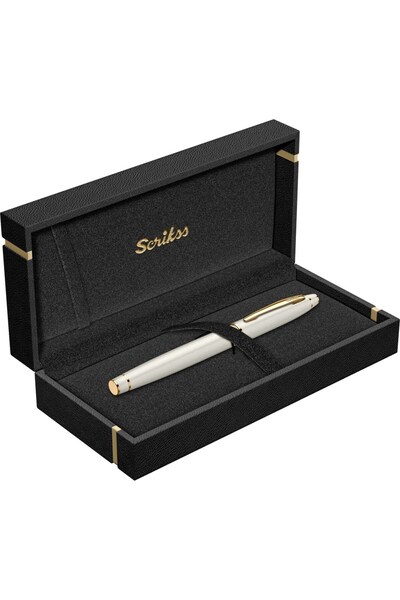 Scrikss Kişiye Özel Noble 35 Roller Kalem Beyaz Altın Özel Kutulu