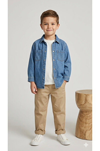 ADA YILDIZ KİDS Μακρυμάνικο ανοιχτό μπλε πουκάμισο για αγόρια 8/13 ετών