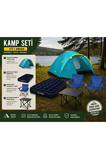 Pulse Outdoor Kamp Seti - Başlangıç Seviyesi / 4 Kişilik Çadır - Katlanır Mas...