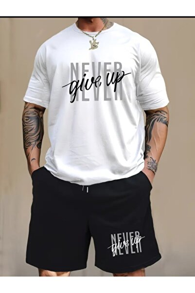 ELAN WEAR - Men's Printed Cotton T-Shirt and Shorts 2-Piece Set Oversize - Fi...