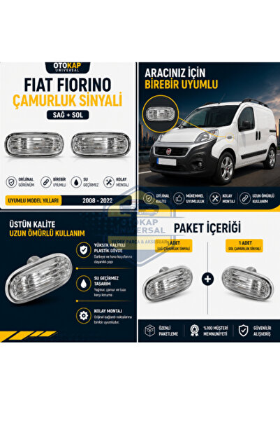 KAPOTO Fiat Fiorino Çamurluk Sinyali Sağ Sol Takım Yan Sinyal Lambası Seti