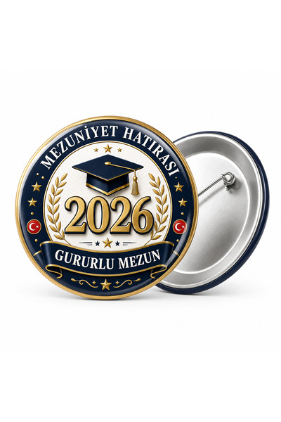 okulyolum Mezuniyet Hatırası İğneli Rozet 20 adet 44 mm