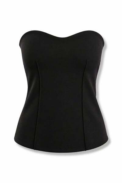 5in1Canpolat Μαύρο Μπουστιέ με Λαιμόκοψη Καρδιά 17624