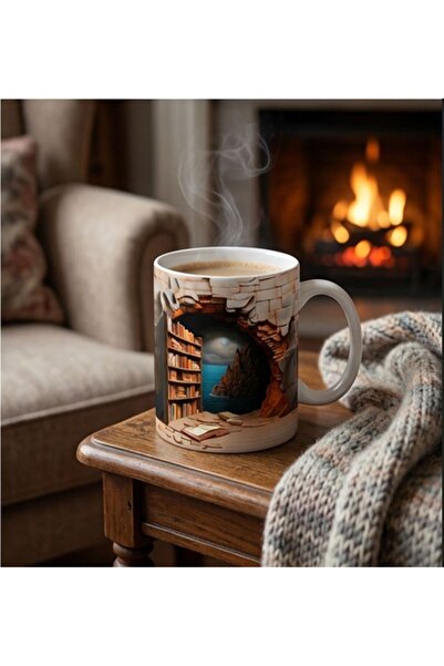 KADOREX DESIGN 3D Library Illusion Vintage Design Printed Mug
