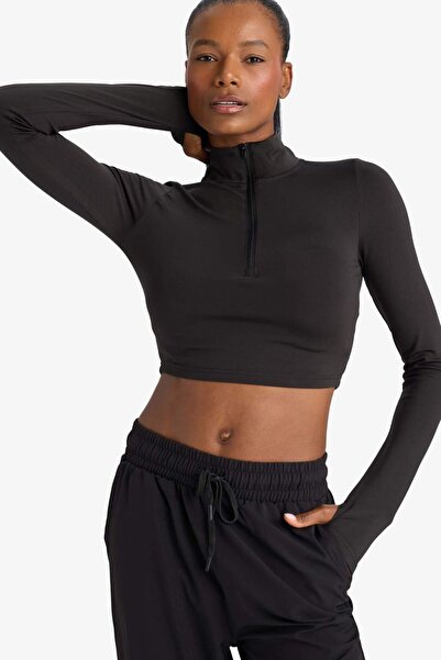 DeFacto Μακρυμάνικο μπλουζάκι Warmtech Slim Fit με φερμουάρ και ψηλό λαιμό, α...