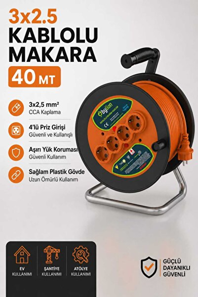 Bylion 3X2,5 40MT KABLOLU PLASTİK MAKARA