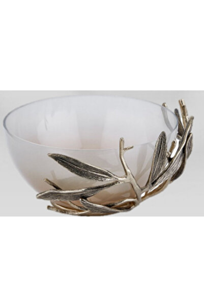 Savita Home Ivy Antik Gold Detaylı Krem Ombreli Cam Meyvelik Dekoratif Kase E...