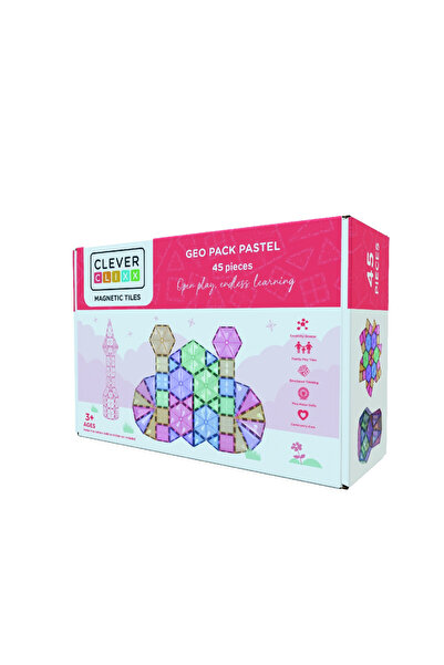 Cleverclixx Magnetic building game Pastel 45 pieces,