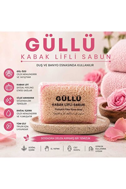 Purlavie Doğal Güllü Kabak Lifli Sabun
