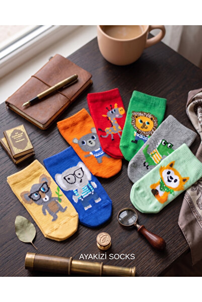 ayakizi socks 5 Çift Hayvan Figürlü Burun Dikişsiz Çocuk Kısa Çorap