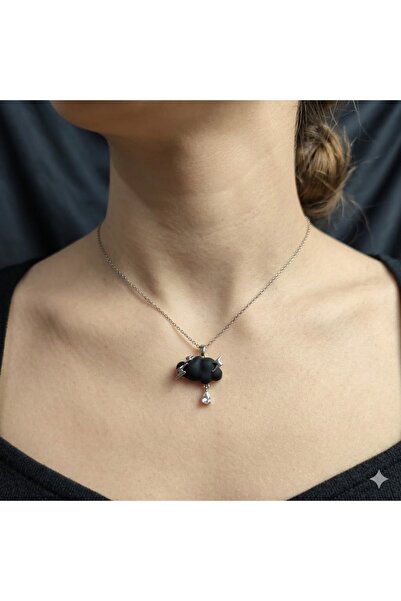 shop Bulut ve Şimşek Tasarım, Damla Şekil Zirkon Taşlı, Gümüş, Paslanmaz Çeli...