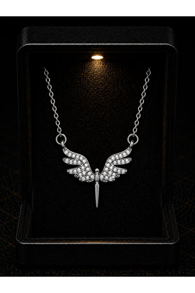 renery Premium Art Gallery Melek Kanadı Kolye Gümüş Renk – Taşlı Angel Wing K...