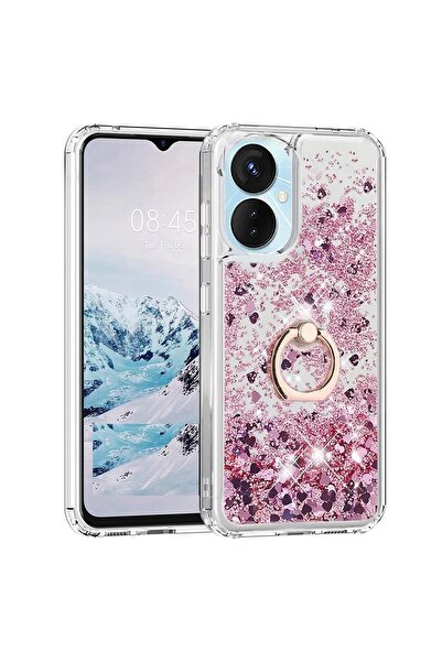 Pilanix Tecno Spark 9 Pro Kılıf Yüzüklü Standlı İçi Sulu Hareketli Milce Kapak