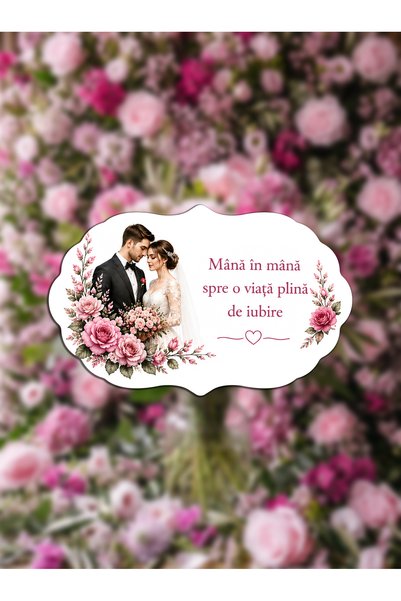 Bello Carino High quality decoration products Plăcuță de întâmpinare pentru nuntă cu design floral, 64x40 cm