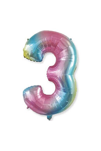 BenimMarifetlerim 3 Colorful Number 3 Foil Balloons 16 Inch 40 cm