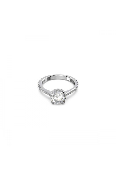 Swarovski Constella Round Pave Yüzük Princess Cut Beyaz Rodyum Kaplama 60