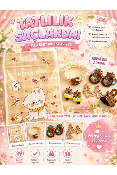 icha Sevimli Çocuk Saç Aksesuar Seti – Toka & Scrunchie 6’lı Set | Renkli, Ta...