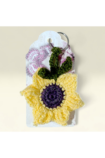 Lucille Craftshop Hand Crocheted Flower Keychain – Colorful Handmade Accessory