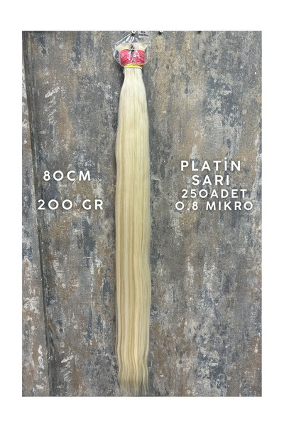 HalitCan HairKing 80 سم 250 قطعة (200 جرام) شعر أوزبكي بلاتيني أبيض لؤلؤي بار...