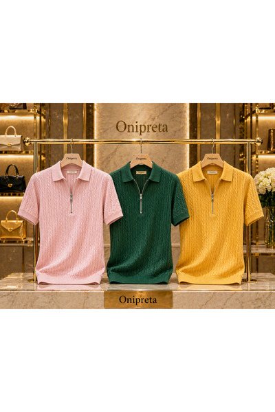 ONİPRETA Women's 3-Piece Premium Advantage Package Knitwear T-Shirt with Zipp...