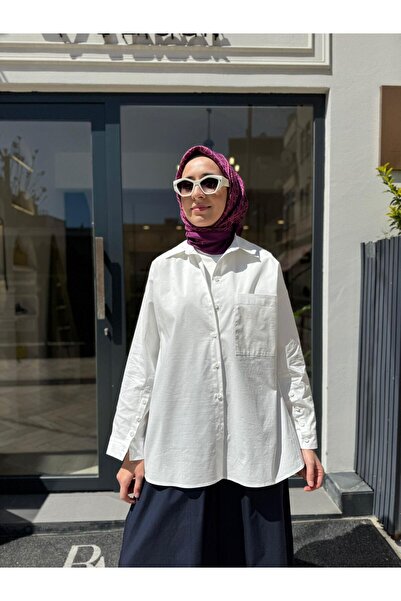 QOOQ STORE 26SS217 Holy Kadın Gömlek Beyaz