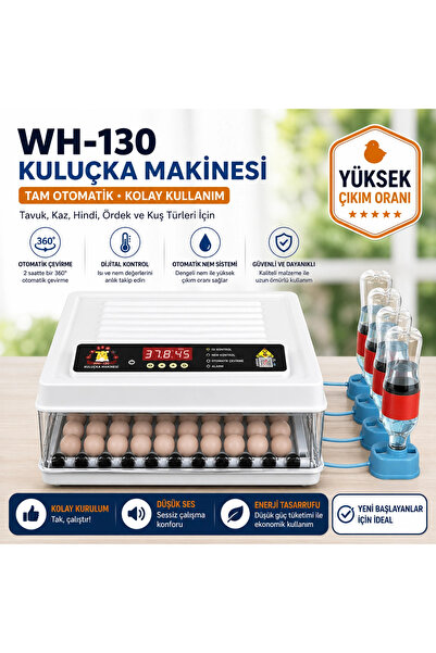 Epilons WH-130 Kuluçka Makinesi 130 Yumurta Kapasiteli Tam Otomatik 12V Deste...