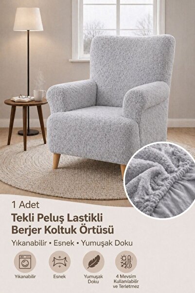 seltenet Yumuşacık Welsoft Lastikli Tek Kişilik Koltuk Örtüsü Kaymaz Esnek Yı...