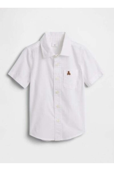 GAP Kids Gap Erkek Bebek Beyaz Brannan Bear İşlemeli Oxford Kısa Kollu Gömlek...