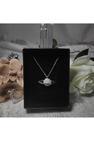 Anka Handmade Zirkon Taşlı Gümüş Renk Kolye Özel