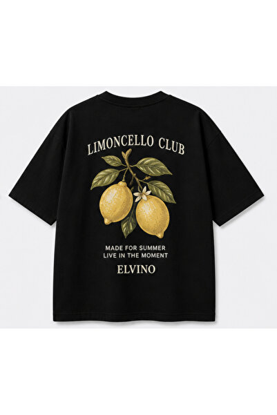Elvino Limoncello Club Τυπωμένο Oversize Βαμβακερό T-shirt με λαιμόκοψη ποδηλ...