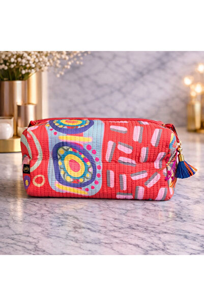 Tohfa Luxe Color Block Handmade Block Printed Pouch - Large