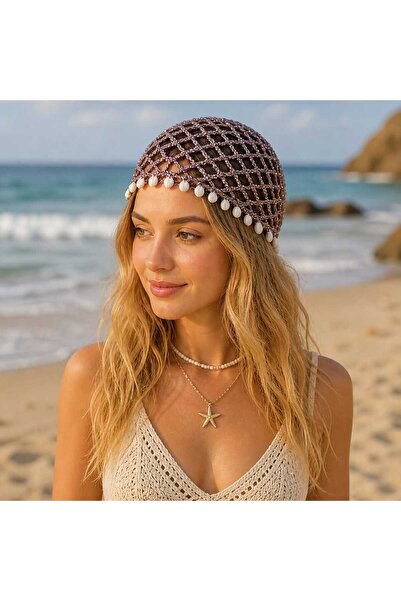 atamergrup El Yapımı Örgü Bandana Deniz Kabuklu Bohem Yazlık Kadın Saç Aksesu...