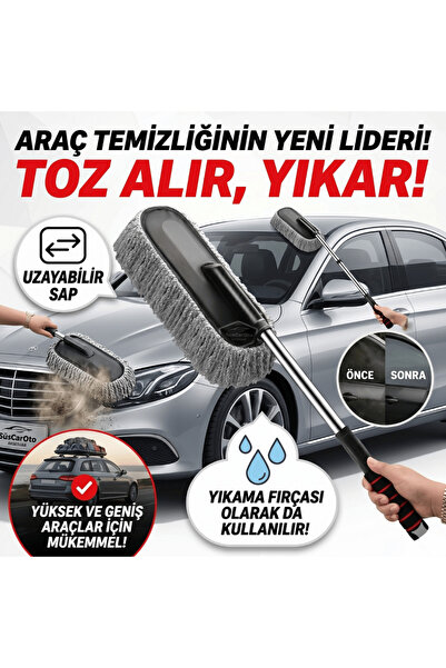 caralp Teleskopik Uzayan Saplı Araç Yıkama ve Toz Alma Fırçası Temizleme Püsk...