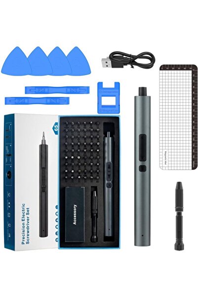 unbranded طقم مفكات كهربائي دقيق 65 في 1 لاسلكي قابل للشحن USB-C مع رؤوس مغنا...