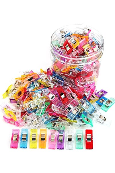 yiğit aksesuar 100 Adet Dikiş Nakış Kumaş Kağıt Maşası Plastik Klips Tutucu M...